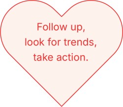 Follow up, look for trends, take action.